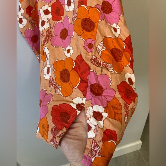 Urban Outfitters Pink And Orange Floral Retro Mini Skirt zips on side size large - Picture 3 of 5